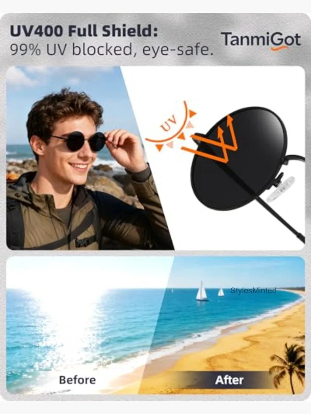Retro Round Polarized Sunglasses UV400 Protection for Driving Travel
